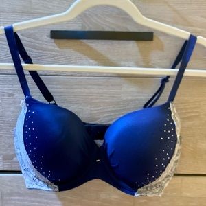 Victoria’s Secret 34DD Navy Blue Rhinestone Bra